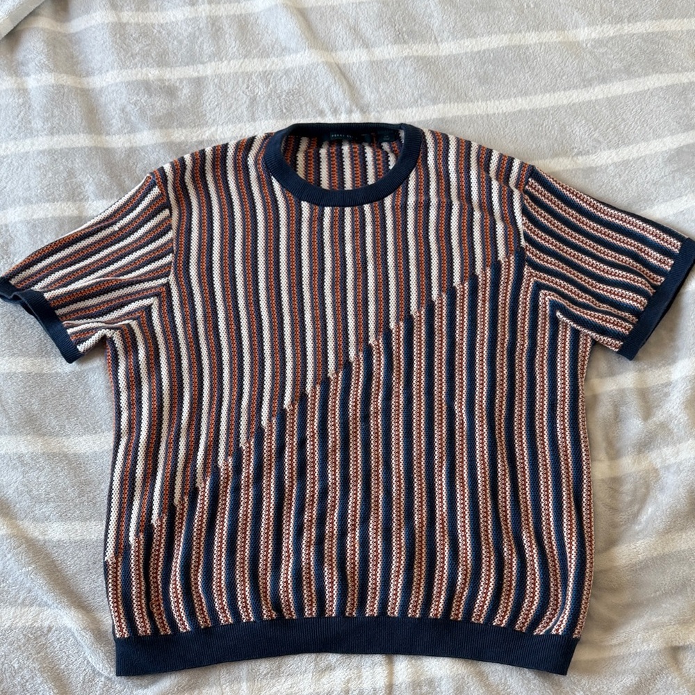 Striped Navy and orange Men's Sweater